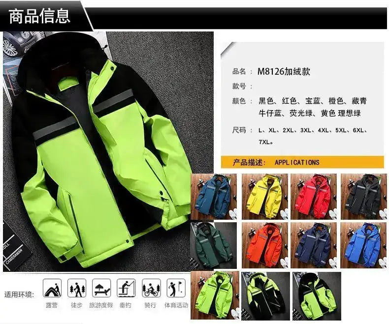 New Winter Work Jacket, Waterproof Windproof Reflective Thermal Coat with Fleece Lining, Stain Resistant Outdoor by Dropshipman
