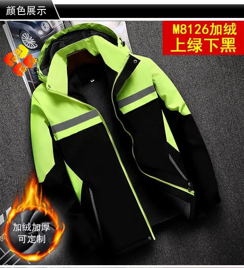 New Winter Work Jacket, Waterproof Windproof Reflective Thermal Coat with Fleece Lining, Stain Resistant Outdoor SHOPEZRA L.L.C.