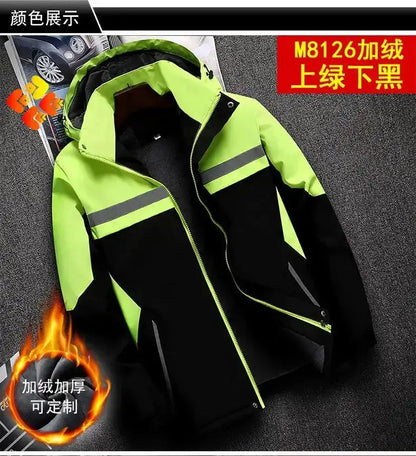 New Winter Work Jacket, Waterproof Windproof Reflective Thermal Coat with Fleece Lining, Stain Resistant Outdoor by Dropshipman