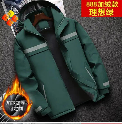 New Winter Work Jacket, Waterproof Windproof Reflective Thermal Coat with Fleece Lining, Stain Resistant Outdoor by Dropshipman