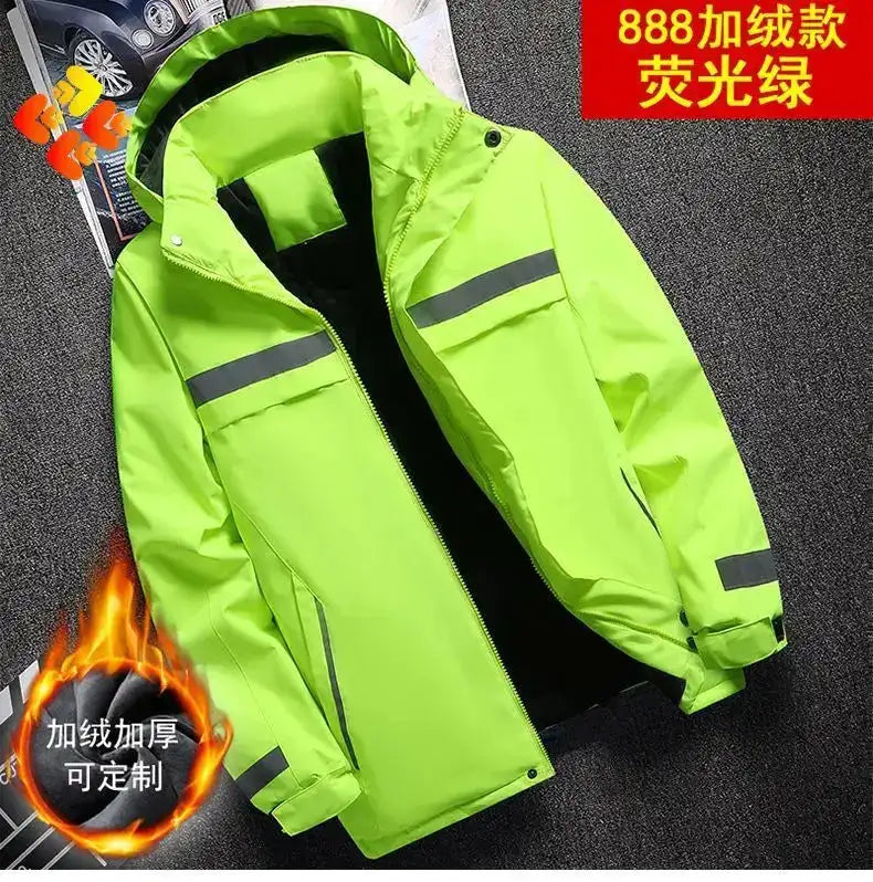 New Winter Work Jacket, Waterproof Windproof Reflective Thermal Coat with Fleece Lining, Stain Resistant Outdoor by Dropshipman