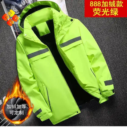 New Winter Work Jacket, Waterproof Windproof Reflective Thermal Coat with Fleece Lining, Stain Resistant Outdoor by Dropshipman
