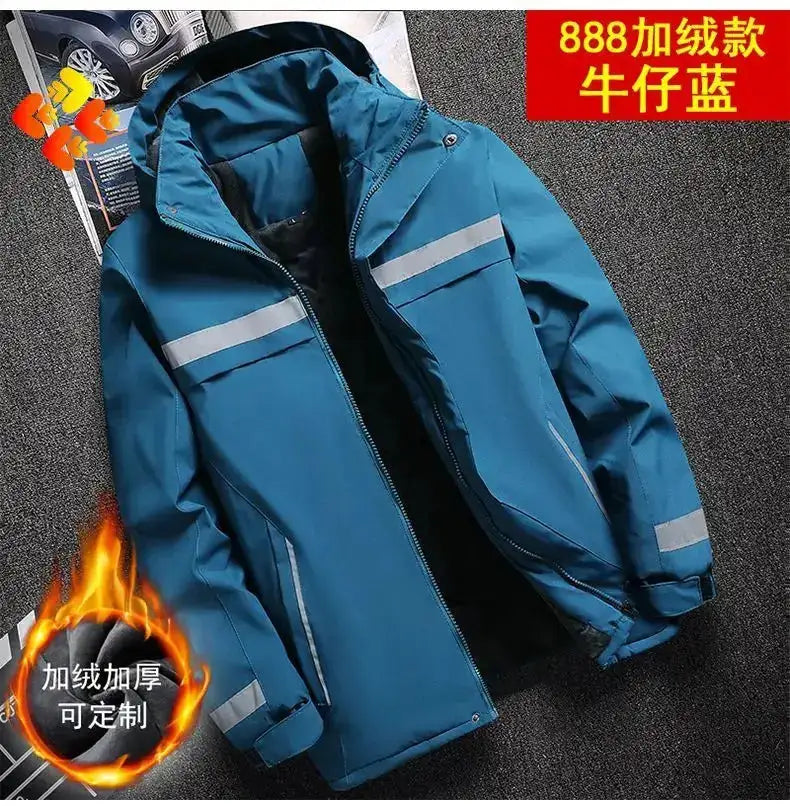 New Winter Work Jacket, Waterproof Windproof Reflective Thermal Coat with Fleece Lining, Stain Resistant Outdoor by Dropshipman