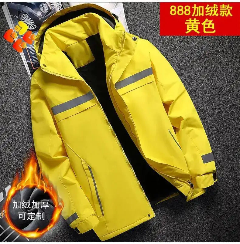 New Winter Work Jacket, Waterproof Windproof Reflective Thermal Coat with Fleece Lining, Stain Resistant Outdoor by Dropshipman