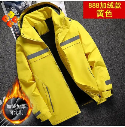 New Winter Work Jacket, Waterproof Windproof Reflective Thermal Coat with Fleece Lining, Stain Resistant Outdoor by Dropshipman