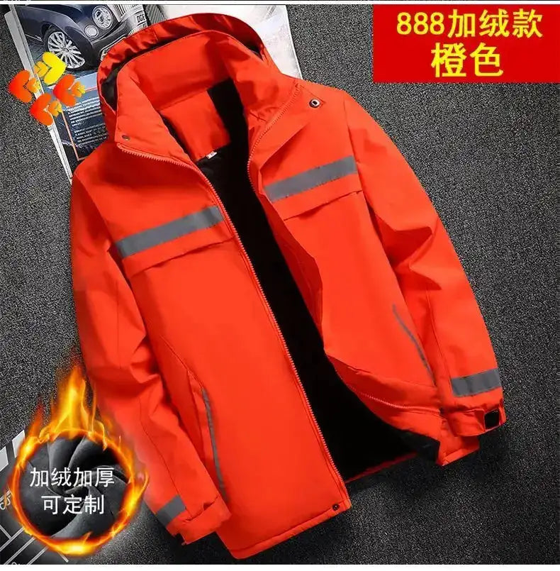 New Winter Work Jacket, Waterproof Windproof Reflective Thermal Coat with Fleece Lining, Stain Resistant Outdoor by Dropshipman