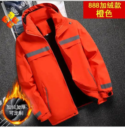 New Winter Work Jacket, Waterproof Windproof Reflective Thermal Coat with Fleece Lining, Stain Resistant Outdoor by Dropshipman