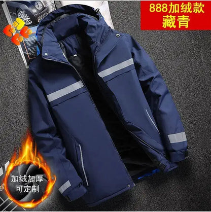New Winter Work Jacket, Waterproof Windproof Reflective Thermal Coat with Fleece Lining, Stain Resistant Outdoor by Dropshipman