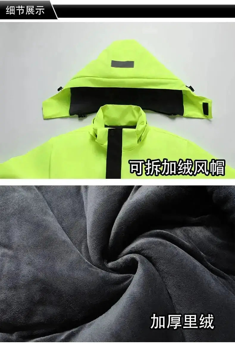 New Winter Work Jacket, Waterproof Windproof Reflective Thermal Coat with Fleece Lining, Stain Resistant Outdoor by Dropshipman