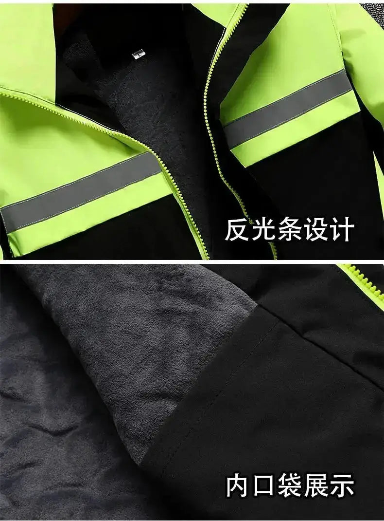 New Winter Work Jacket, Waterproof Windproof Reflective Thermal Coat with Fleece Lining, Stain Resistant Outdoor by Dropshipman