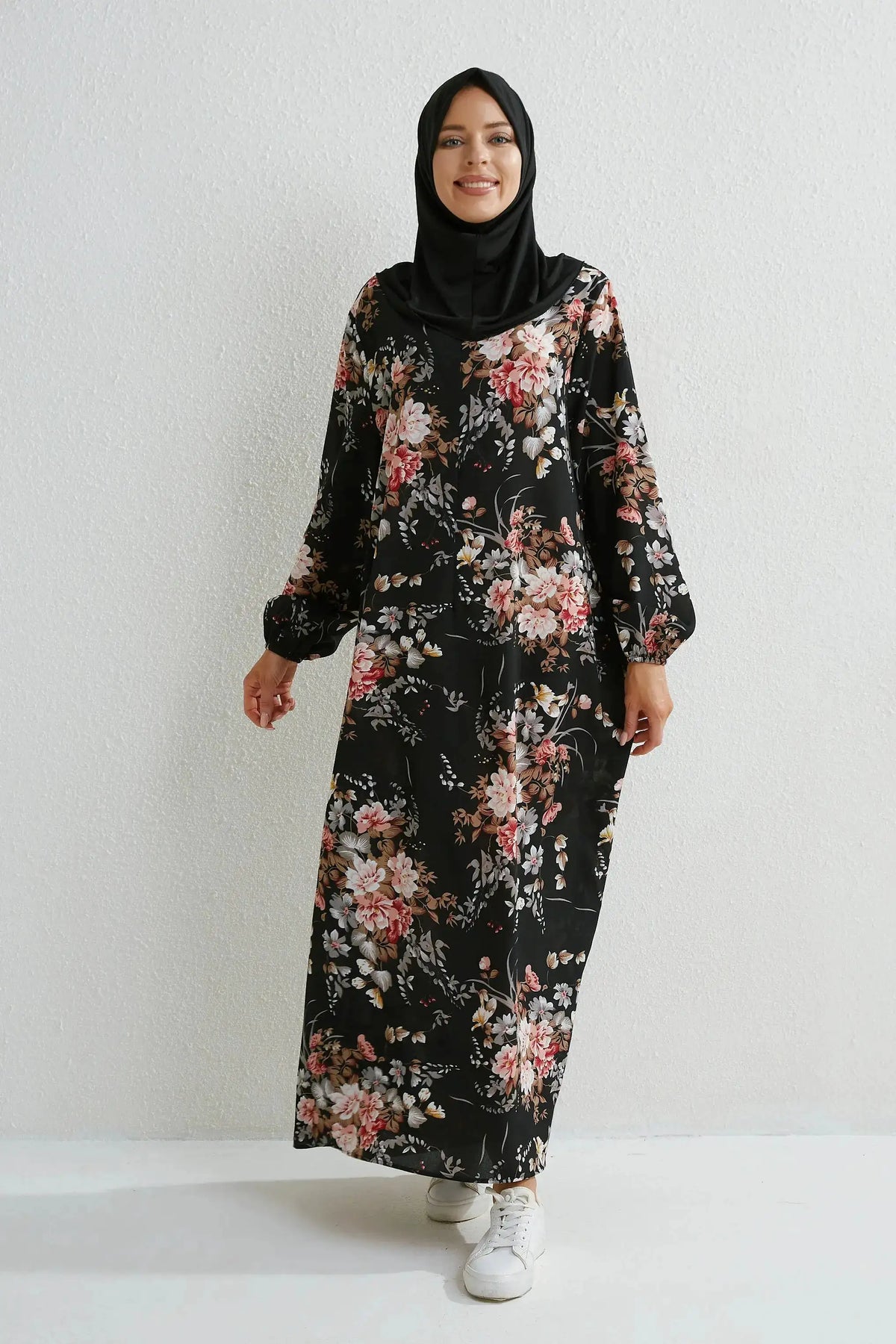 Muslim Dresses Women Maxi Dresses Mujer Vestidoes Female Loose Dresses Full Sleeve Printed Floral Casual Robe Long Dress by Dropshipman