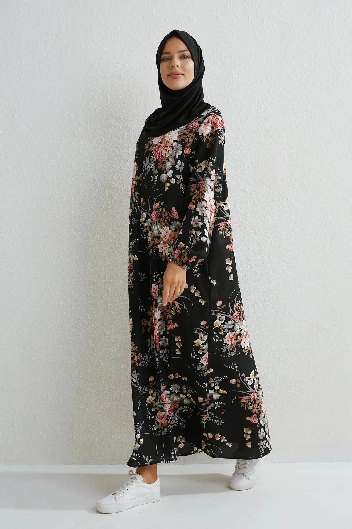 Muslim Dresses Women Maxi Dresses Mujer Vestidoes Female Loose Dresses Full Sleeve Printed Floral Casual Robe Long Dress by Dropshipman