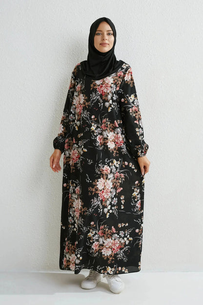 Muslim Dresses Women Maxi Dresses Mujer Vestidoes Female Loose Dresses Full Sleeve Printed Floral Casual Robe Long Dress by Dropshipman
