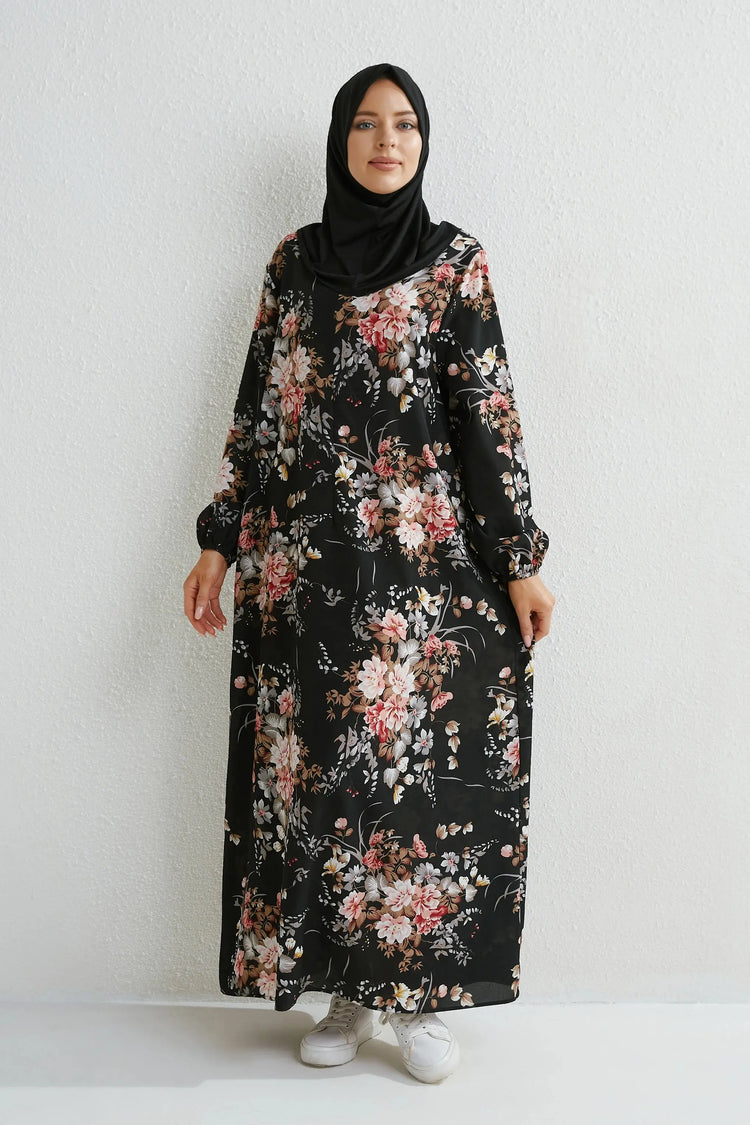 Muslim Dresses Women Maxi Dresses Mujer Vestidoes Female Loose Dresses Full Sleeve Printed Floral Casual Robe Long Dress SHOPEZRA L.L.C.