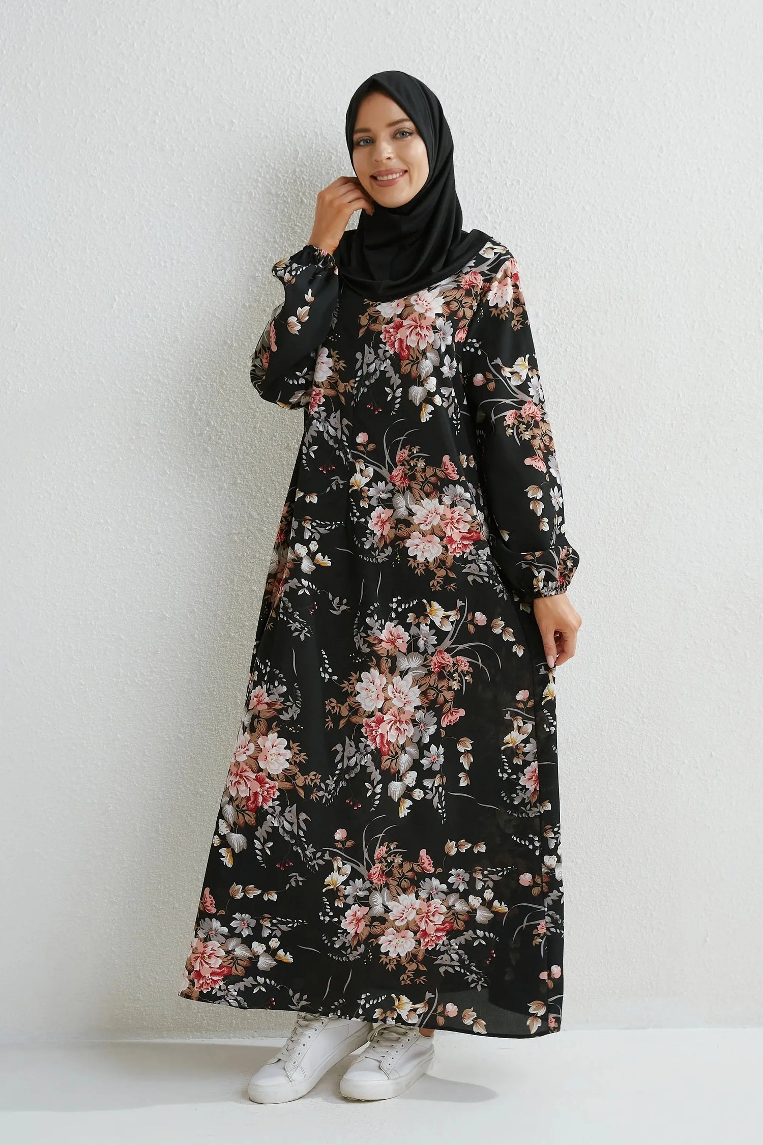Muslim Dresses Women Maxi Dresses Mujer Vestidoes Female Loose Dresses Full Sleeve Printed Floral Casual Robe Long Dress SHOPEZRA L.L.C.