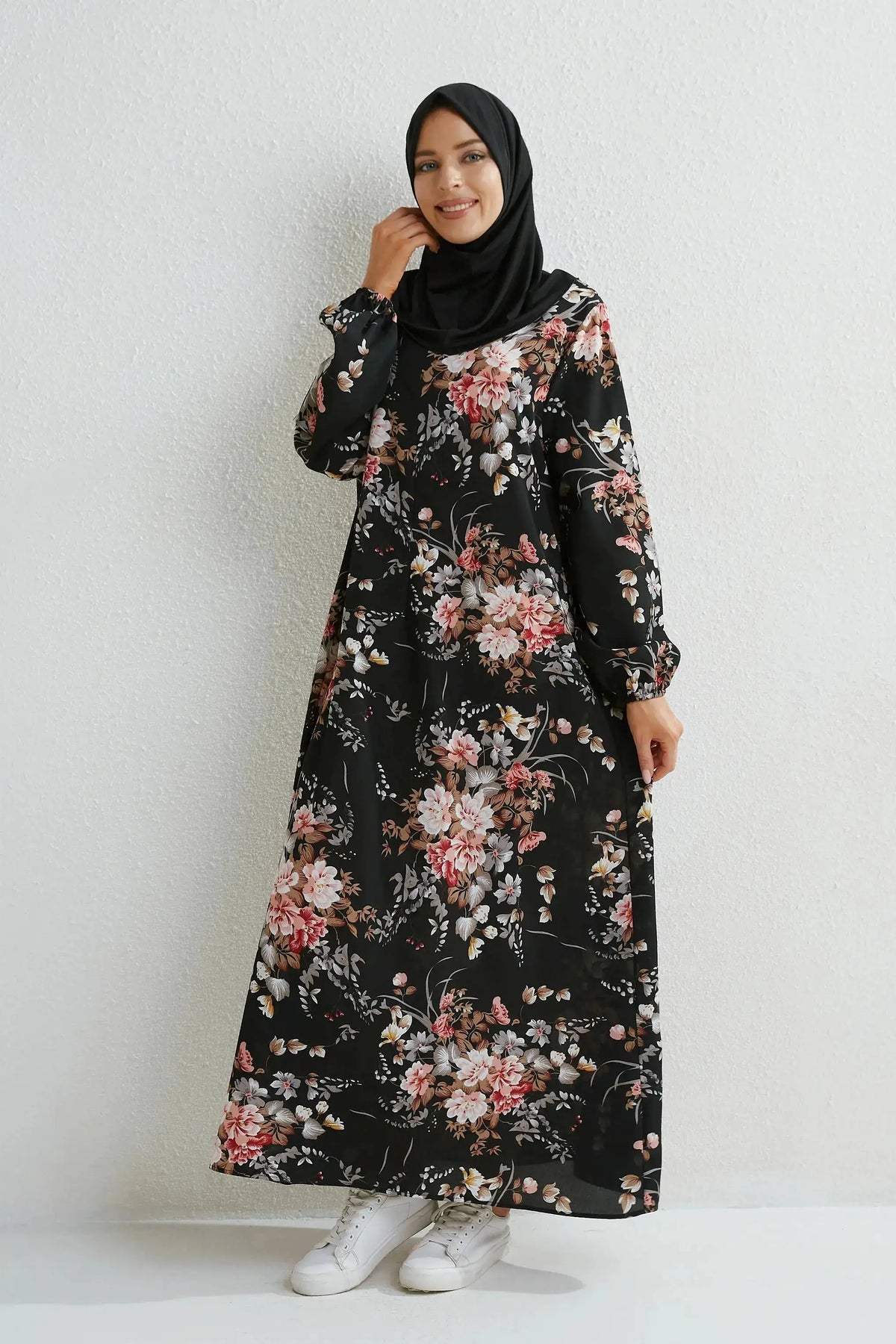 Muslim Dresses Women Maxi Dresses Mujer Vestidoes Female Loose Dresses Full Sleeve Printed Floral Casual Robe Long Dress by Dropshipman