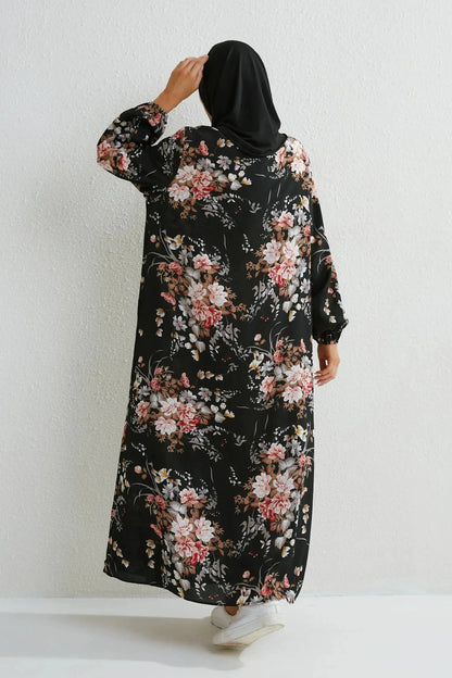 Muslim Dresses Women Maxi Dresses Mujer Vestidoes Female Loose Dresses Full Sleeve Printed Floral Casual Robe Long Dress by Dropshipman