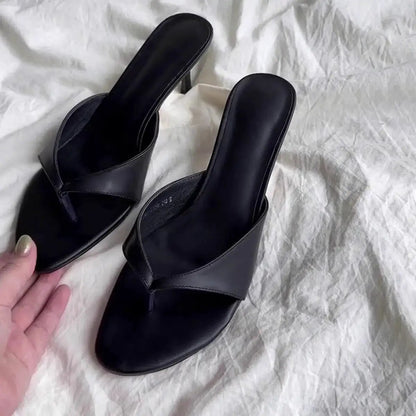 Sheepskin Version ~ Retro High-Heeled Thong Sandals, Flip-Flops for Women to Wear with Skirts, Simple Elegant Stiletto Sandals by Dropshipman