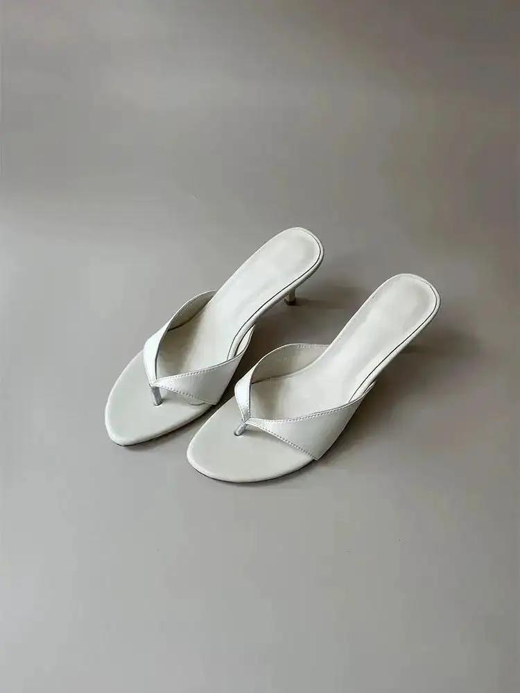 Sheepskin Version ~ Retro High-Heeled Thong Sandals, Flip-Flops for Women to Wear with Skirts, Simple Elegant Stiletto Sandals by Dropshipman
