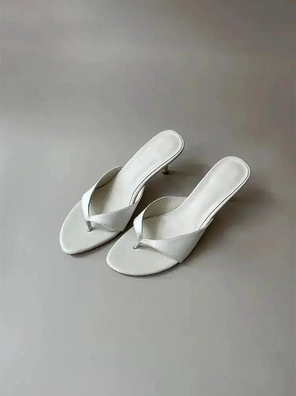 Sheepskin Version ~ Retro High-Heeled Thong Sandals, Flip-Flops for Women to Wear with Skirts, Simple Elegant Stiletto Sandals by Dropshipman