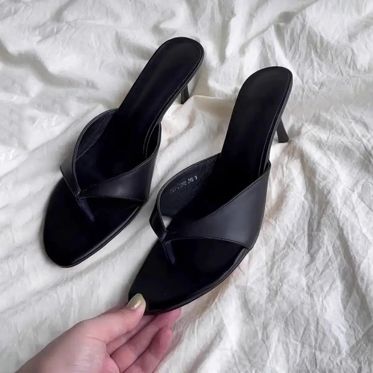 Sheepskin Version ~ Retro High-Heeled Thong Sandals, Flip-Flops for Women to Wear with Skirts, Simple Elegant Stiletto Sandals by Dropshipman