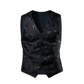 2026 Luxury Business Jacquard Suit Vest Men Slim Fit Tops Black White Wedding Social Dance Party Dress Size 6XL 7XL 8XL SHOPEZRA L.L.C.