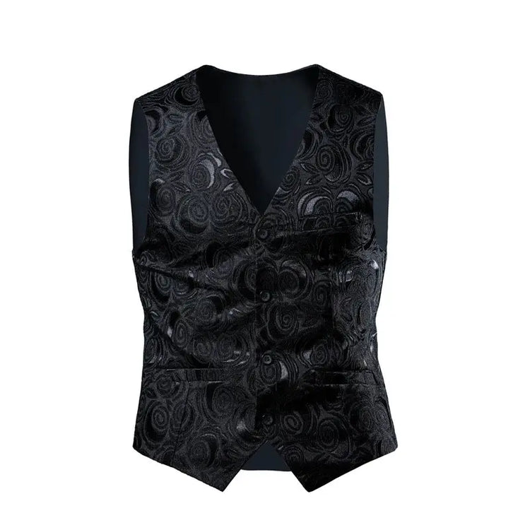2026 Luxury Business Jacquard Suit Vest Men Slim Fit Tops Black White Wedding Social Dance Party Dress Size 6XL 7XL 8XL SHOPEZRA L.L.C.