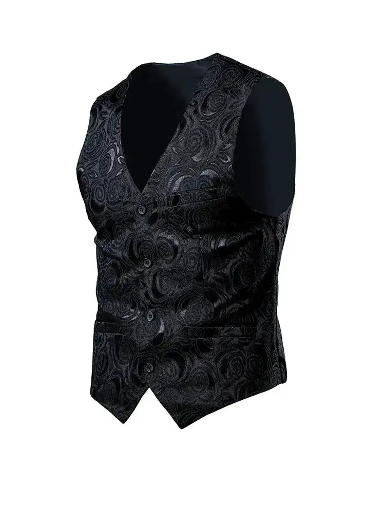 2026 Luxury Business Jacquard Suit Vest Men Slim Fit Tops Black White Wedding Social Dance Party Dress Size 6XL 7XL 8XL by Dropshipman