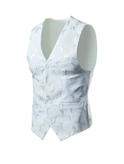 2026 Luxury Business Jacquard Suit Vest Men Slim Fit Tops Black White Wedding Social Dance Party Dress Size 6XL 7XL 8XL by Dropshipman