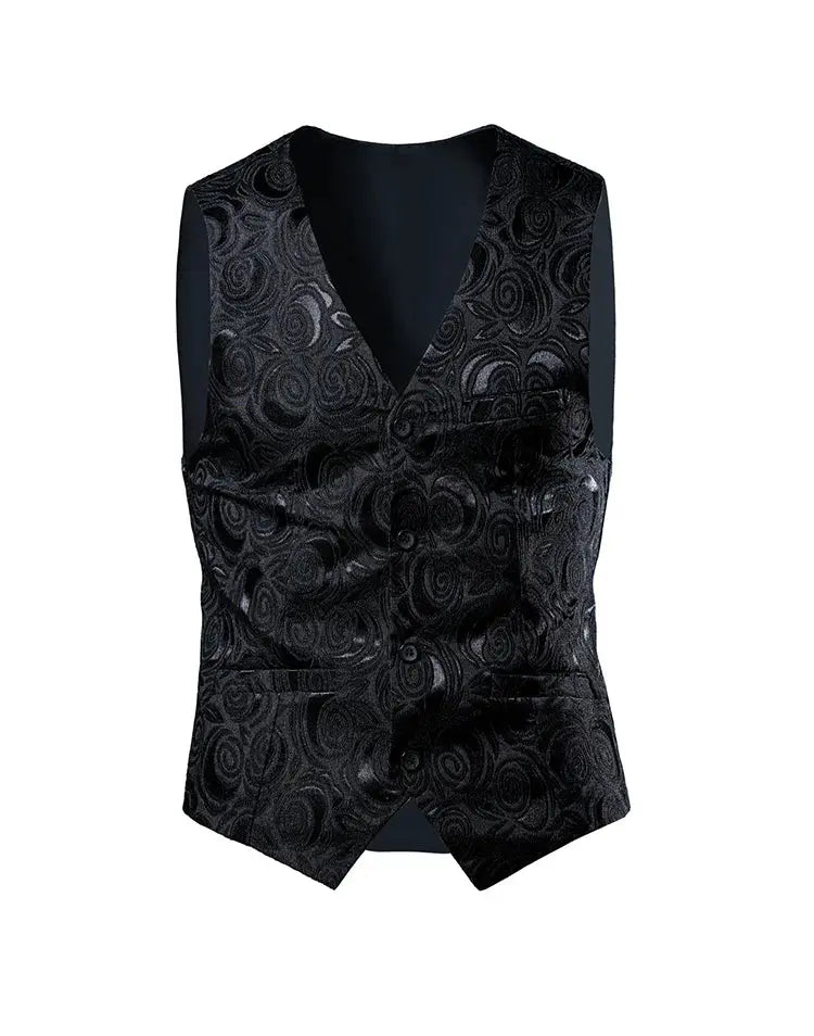 2026 Luxury Business Jacquard Suit Vest Men Slim Fit Tops Black White Wedding Social Dance Party Dress Size 6XL 7XL 8XL SHOPEZRA L.L.C.
