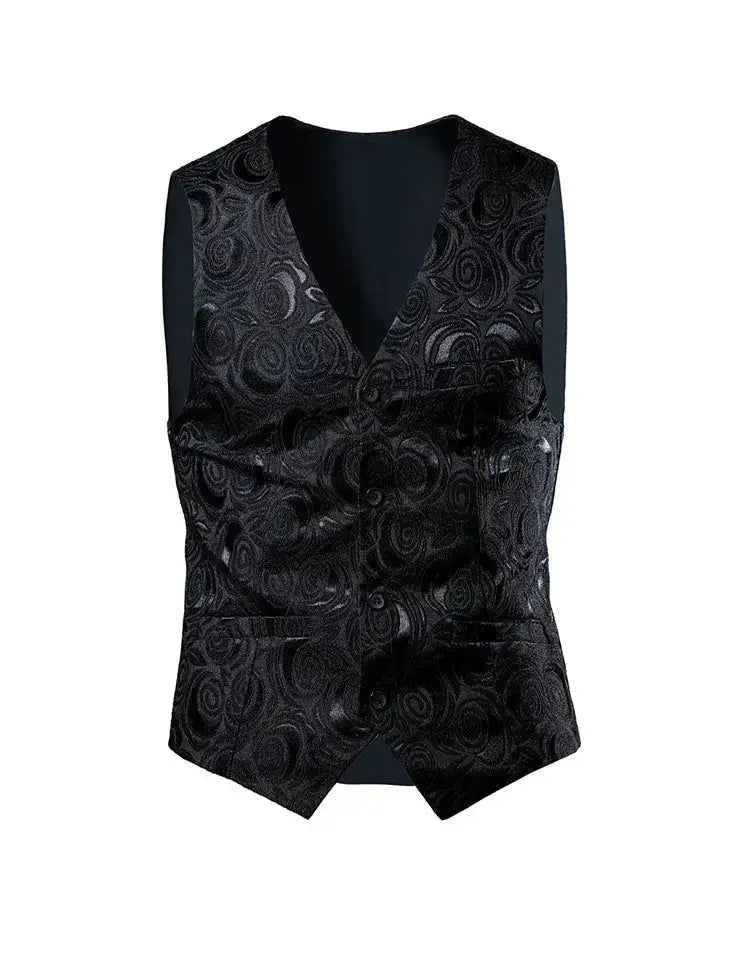 2026 Luxury Business Jacquard Suit Vest Men Slim Fit Tops Black White Wedding Social Dance Party Dress Size 6XL 7XL 8XL by Dropshipman