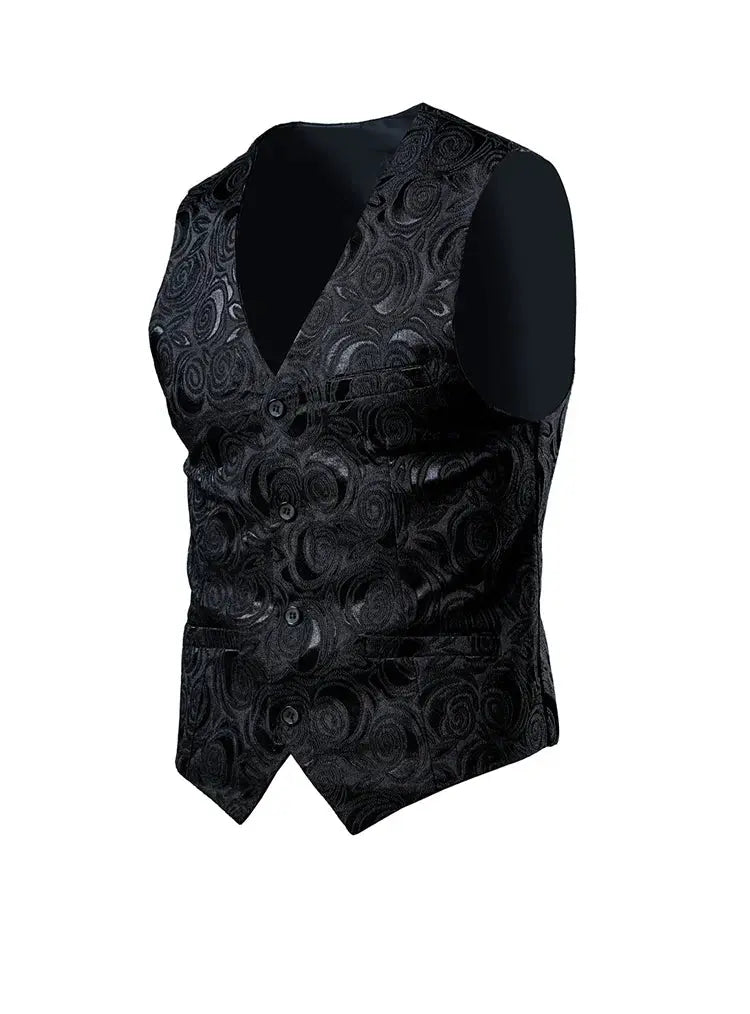 2026 Luxury Business Jacquard Suit Vest Men Slim Fit Tops Black White Wedding Social Dance Party Dress Size 6XL 7XL 8XL SHOPEZRA L.L.C.