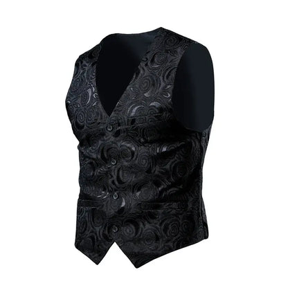 2026 Luxury Business Jacquard Suit Vest Men Slim Fit Tops Black White Wedding Social Dance Party Dress Size 6XL 7XL 8XL SHOPEZRA L.L.C.