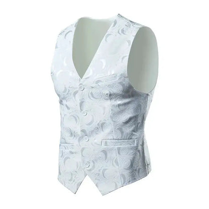 2026 Luxury Business Jacquard Suit Vest Men Slim Fit Tops Black White Wedding Social Dance Party Dress Size 6XL 7XL 8XL by Dropshipman