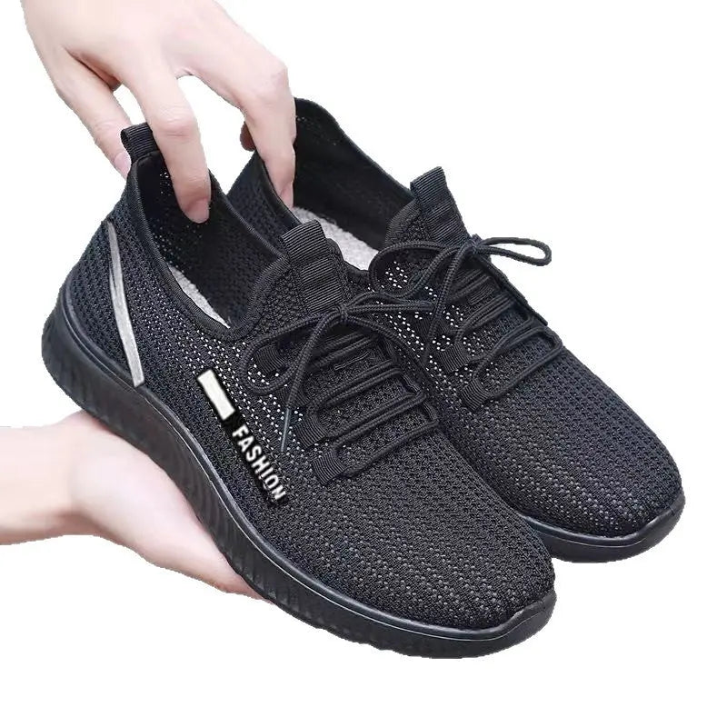 Shopezra L.L.C. women's black and white cross-border sneakers with non-slip soft soles, ideal for walking, dancing, and everyday wear.