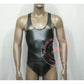 Fahion Men Elastic Bodysuit PU Leather Tank Top Sleeveless Muscle Shirt Fitness Hot Shapers Tights One Pieces Thong Leotard SHOPEZRA L.L.C.