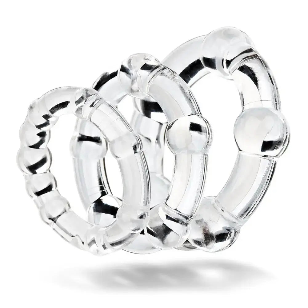 Silicone dildo sex toy with penis rings and enlargers, designed for erection enhancement and long-lasting pleasure for men.