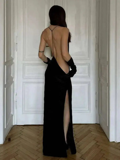 Black Evening Dresses For Women Clothing Backless Vestidos Elegantes Para Mujer See Through Sexi Night Dress Hot Club Outfit by Dropshipman