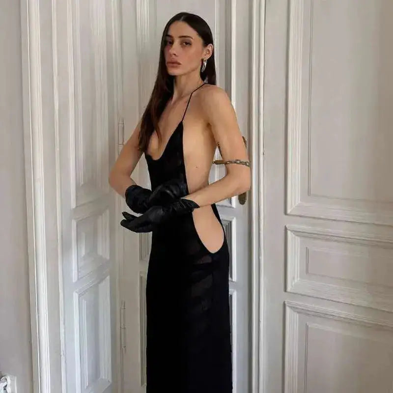 Black Evening Dresses For Women Clothing Backless Vestidos Elegantes Para Mujer See Through Sexi Night Dress Hot Club Outfit by Dropshipman