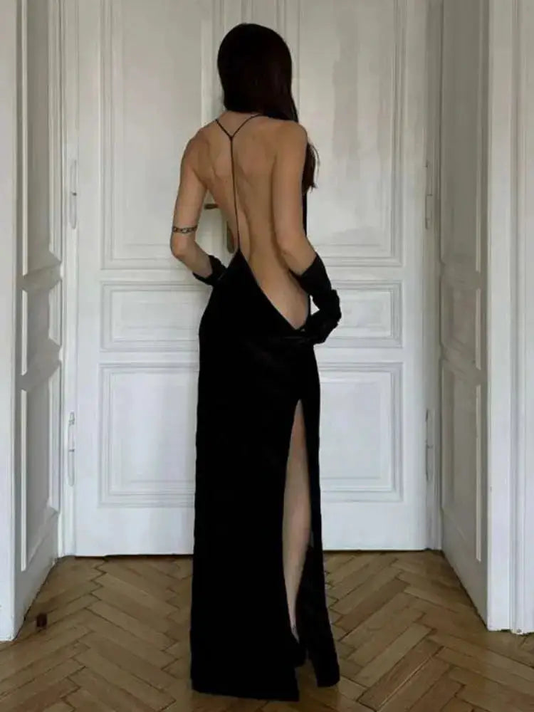 Black Evening Dresses For Women Clothing Backless Vestidos Elegantes Para Mujer See Through Sexi Night Dress Hot Club Outfit by Dropshipman