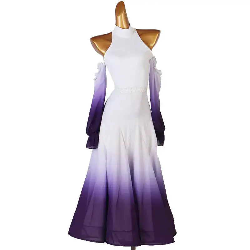 Modern Dance Dress Stand-Up Collar Mesh Sleeve Long Skirt Performance Clothing High-End Custom Child Woman Competition Clothes by Dropshipman