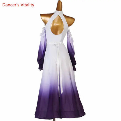Modern Dance Dress Stand-Up Collar Mesh Sleeve Long Skirt Performance Clothing High-End Custom Child Woman Competition Clothes by Dropshipman