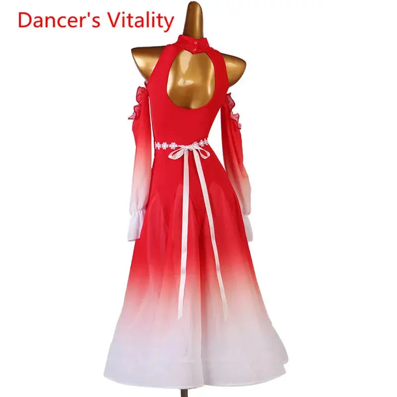 Modern Dance Dress Stand-Up Collar Mesh Sleeve Long Skirt Performance Clothing High-End Custom Child Woman Competition Clothes SHOPEZRA L.L.C.