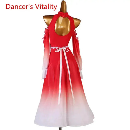Modern Dance Dress Stand-Up Collar Mesh Sleeve Long Skirt Performance Clothing High-End Custom Child Woman Competition Clothes by Dropshipman