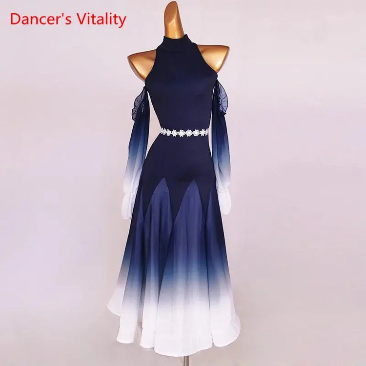 Modern Dance Dress Stand-Up Collar Mesh Sleeve Long Skirt Performance Clothing High-End Custom Child Woman Competition Clothes SHOPEZRA L.L.C.