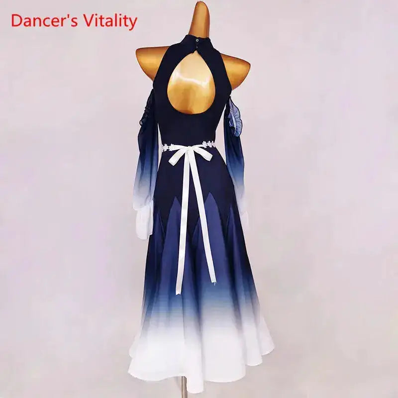 Modern Dance Dress Stand-Up Collar Mesh Sleeve Long Skirt Performance Clothing High-End Custom Child Woman Competition Clothes by Dropshipman