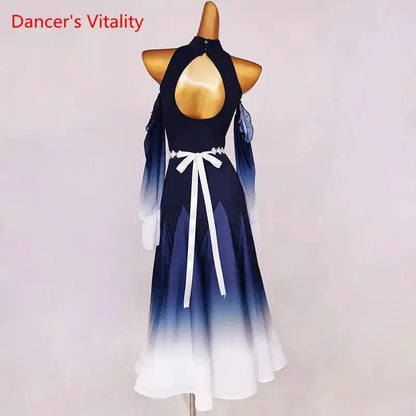 Modern Dance Dress Stand-Up Collar Mesh Sleeve Long Skirt Performance Clothing High-End Custom Child Woman Competition Clothes by Dropshipman