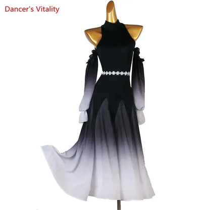 Modern Dance Dress Stand-Up Collar Mesh Sleeve Long Skirt Performance Clothing High-End Custom Child Woman Competition Clothes by Dropshipman