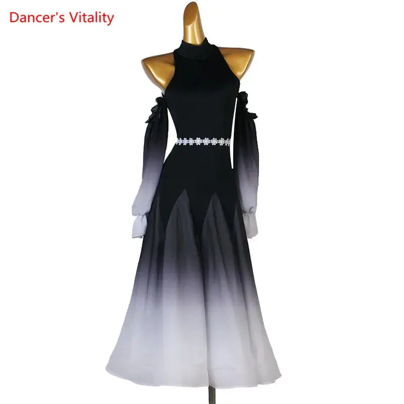 Modern Dance Dress Stand-Up Collar Mesh Sleeve Long Skirt Performance Clothing High-End Custom Child Woman Competition Clothes SHOPEZRA L.L.C.