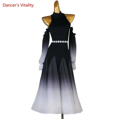 Modern Dance Dress Stand-Up Collar Mesh Sleeve Long Skirt Performance Clothing High-End Custom Child Woman Competition Clothes by Dropshipman